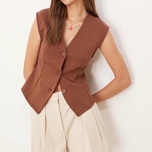 ASOS Brown Sleeveless Button-Up Vest
